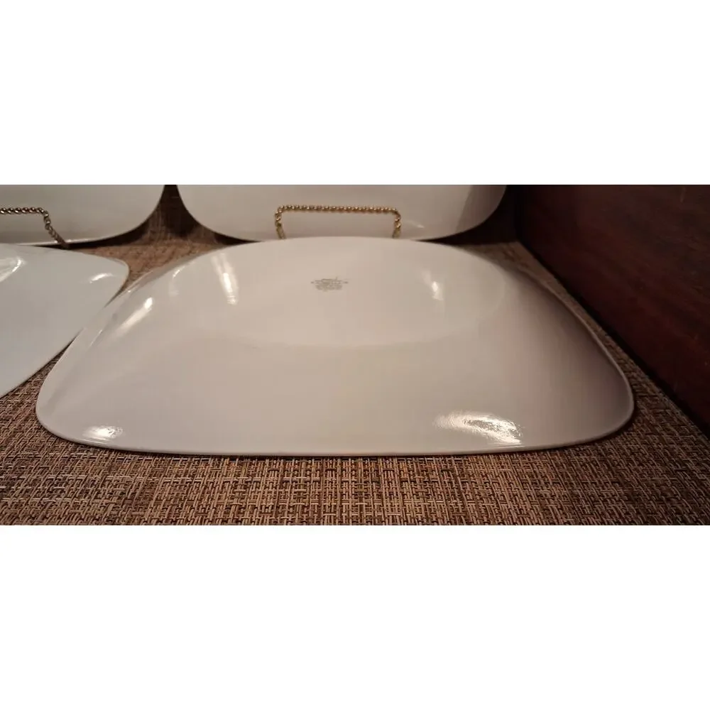 Corelle by Corning TWILIGHT GROVE Set of 4 Square Dinner Plates 10.5
